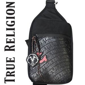True Religion Wennington Logo Sling Bag- Black
